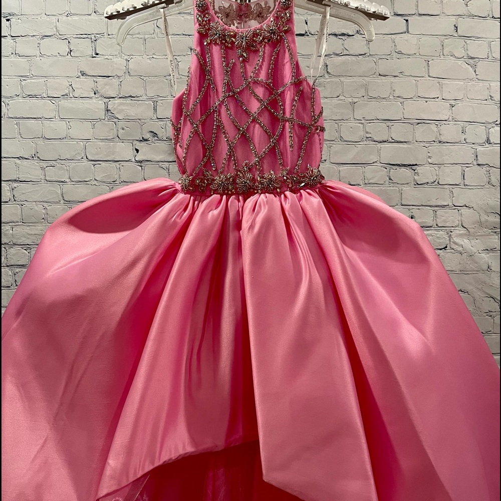 Rachel Allan Girls Pink High-Low Dress